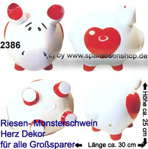 KCG riesengroßes Sparschwein 3D Design „Herz Dekor“ Monster Gesamt KCG riesengroßes Sparschwein 3D Design „Herz Dekor“ Monster Gesamt